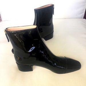 J Crew Black patent leather ankle boots sz 6.5